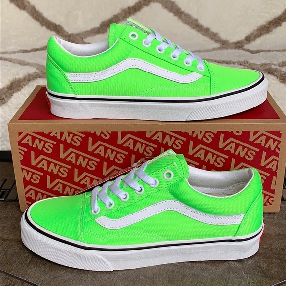 ••VANS OLD SKOOL NEON GREEN GECKO/TRUE WHITE men’s - Picture 13 of 16